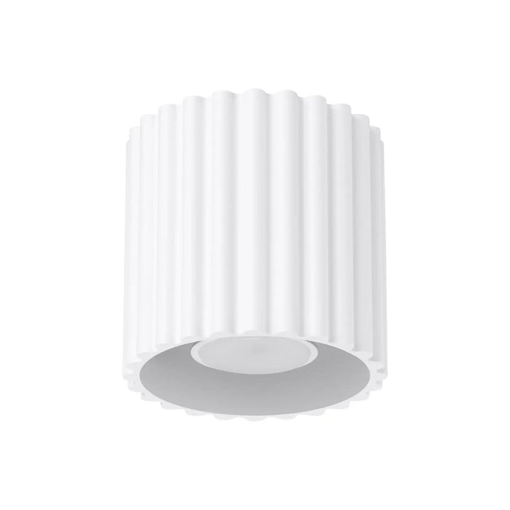 Luminaire plafonnier aura 1 blanc led cylindrique avec forme unique inspirée et rainures verticales modernes