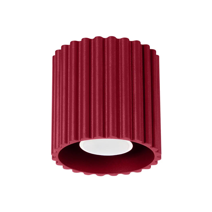 Luminaire plafonnier aura 1 bordeaux en forme unique inspirée avec lumière led blanche et extérieur cannelé rouge