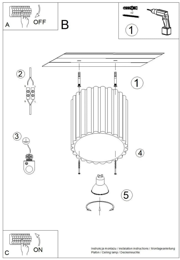 Le diagramme du luminaire plafonnier aura 1 moka montre la forme unique inspirée du montage et des connexions câblées