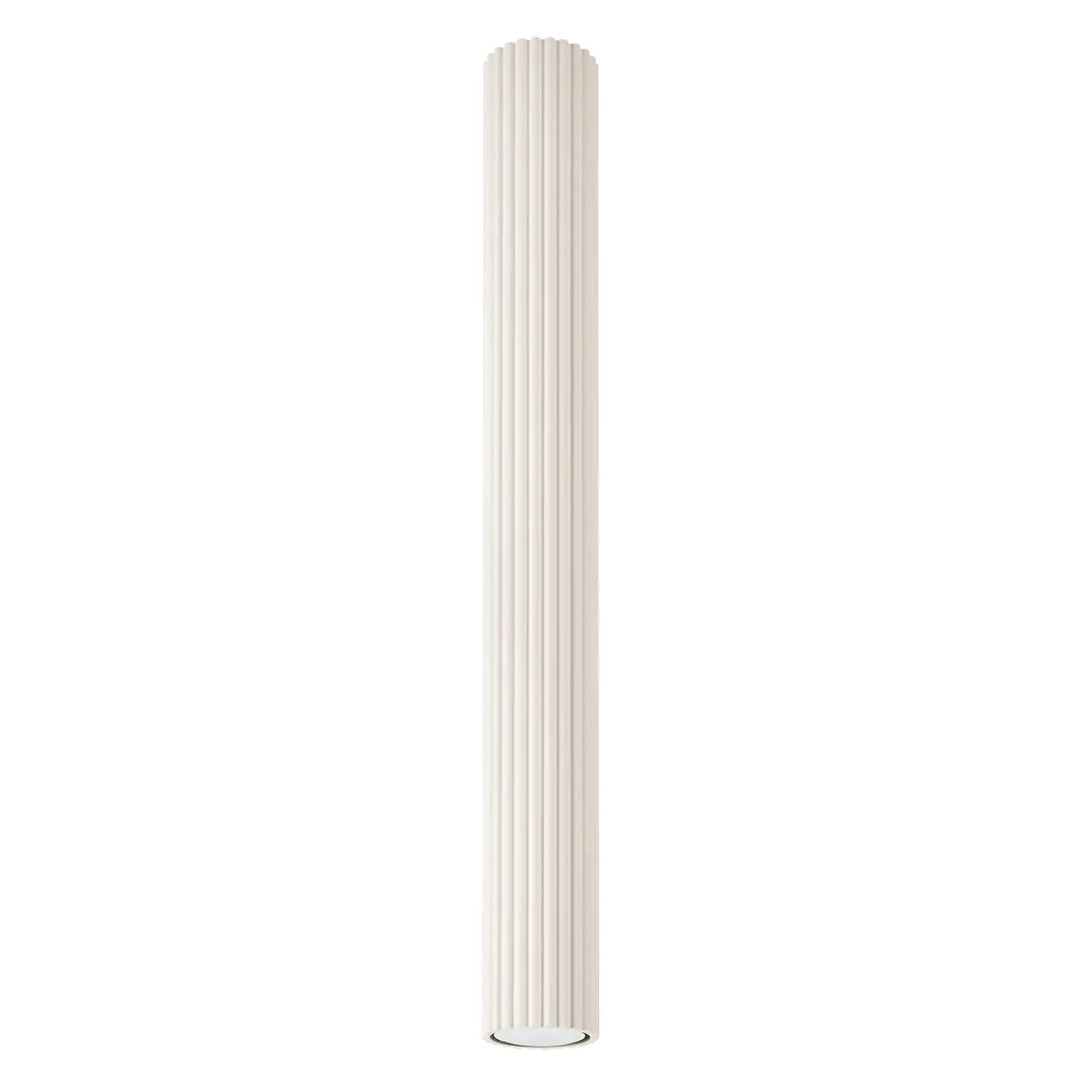 Luminaire plafonnier karbon 60 beige lampadaire cylindrique avec ridges verticales design minimaliste et ampoules gu10 interchangeables