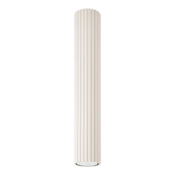 Luminaire plafonnier karbon 40 beige avec design minimaliste cylindrique à rainures verticales et ampoules gu10 interchangeables