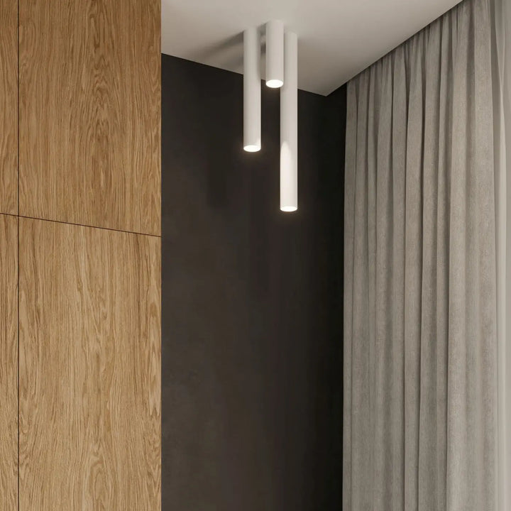 Plafonnier lagos blanc moderne en forme cylindrique offrant élégance moderne et lumière fonctionnelle minimaliste
