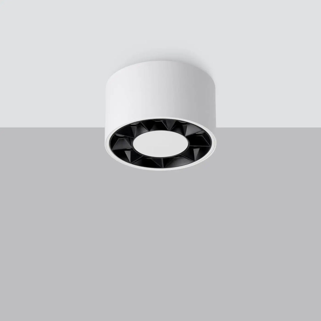 Plafonnier dio led blanc avec anneau géométrique noir pour une combinaison parfaite d’un caractère loft