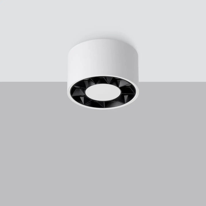 Plafonnier dio led blanc avec anneau géométrique noir pour une combinaison parfaite d’un caractère loft
