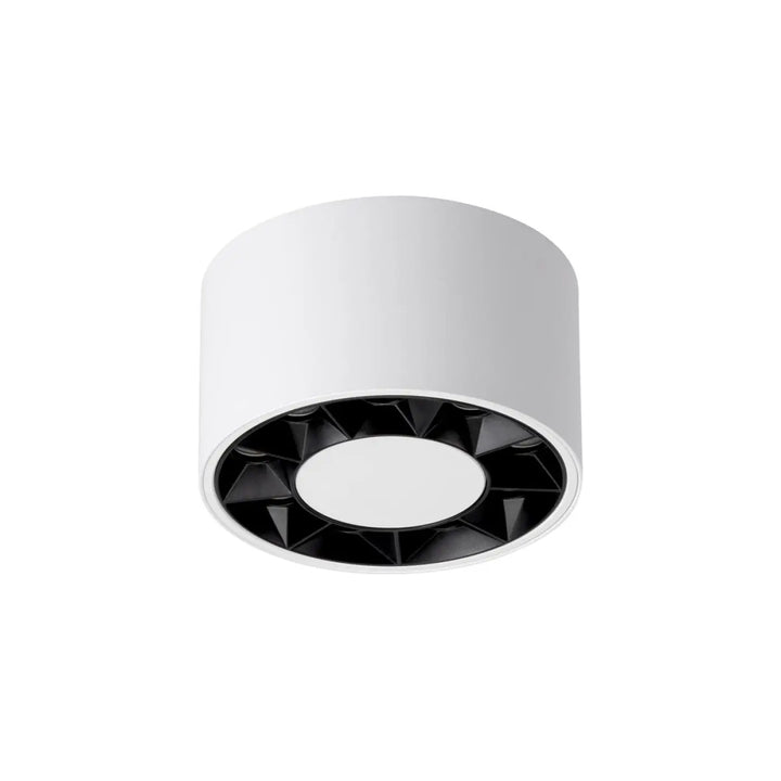 Plafonnier dio led blanc cylindrique encastré avec motif noir géométrique pour un caractère loft moderne