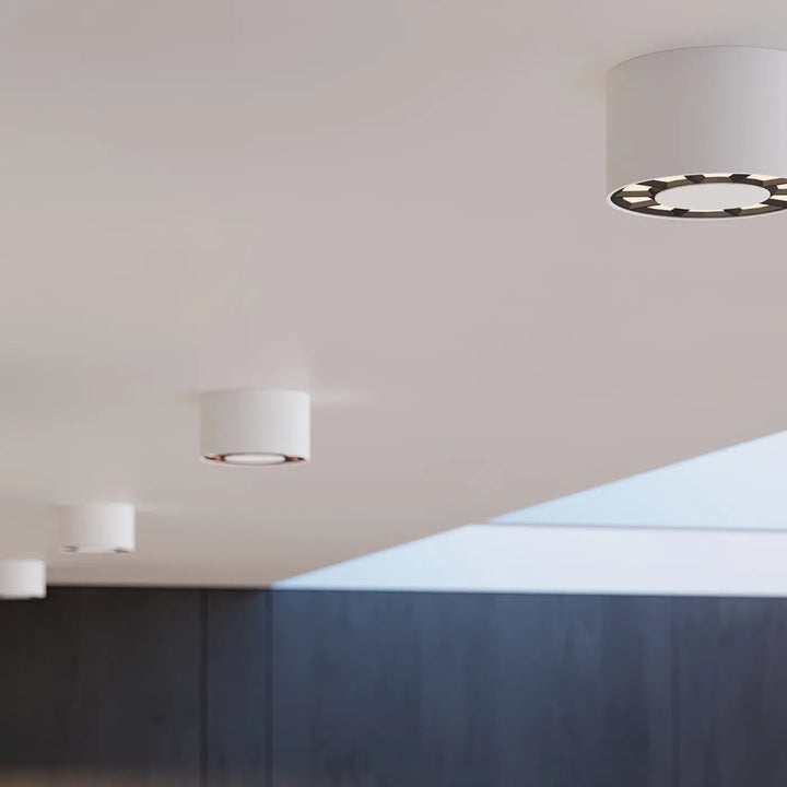 Plafonnier dio led blanc cylindrique moderne avec anneau noir élégant pour une combinaison parfaite d’un caractère loft