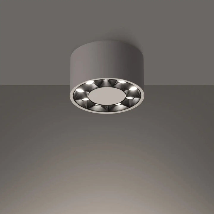 Plafonnier dio led blanc moderne gris avec huit led et diffuseur central combinaison parfaite d’un caractère loft