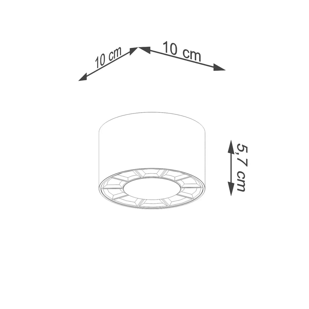 Plafonnier dio led blanc cylindrique avec motif géométrique base 10 cm hauteur 5,7 cm combinaison parfaite d’un caractère loft