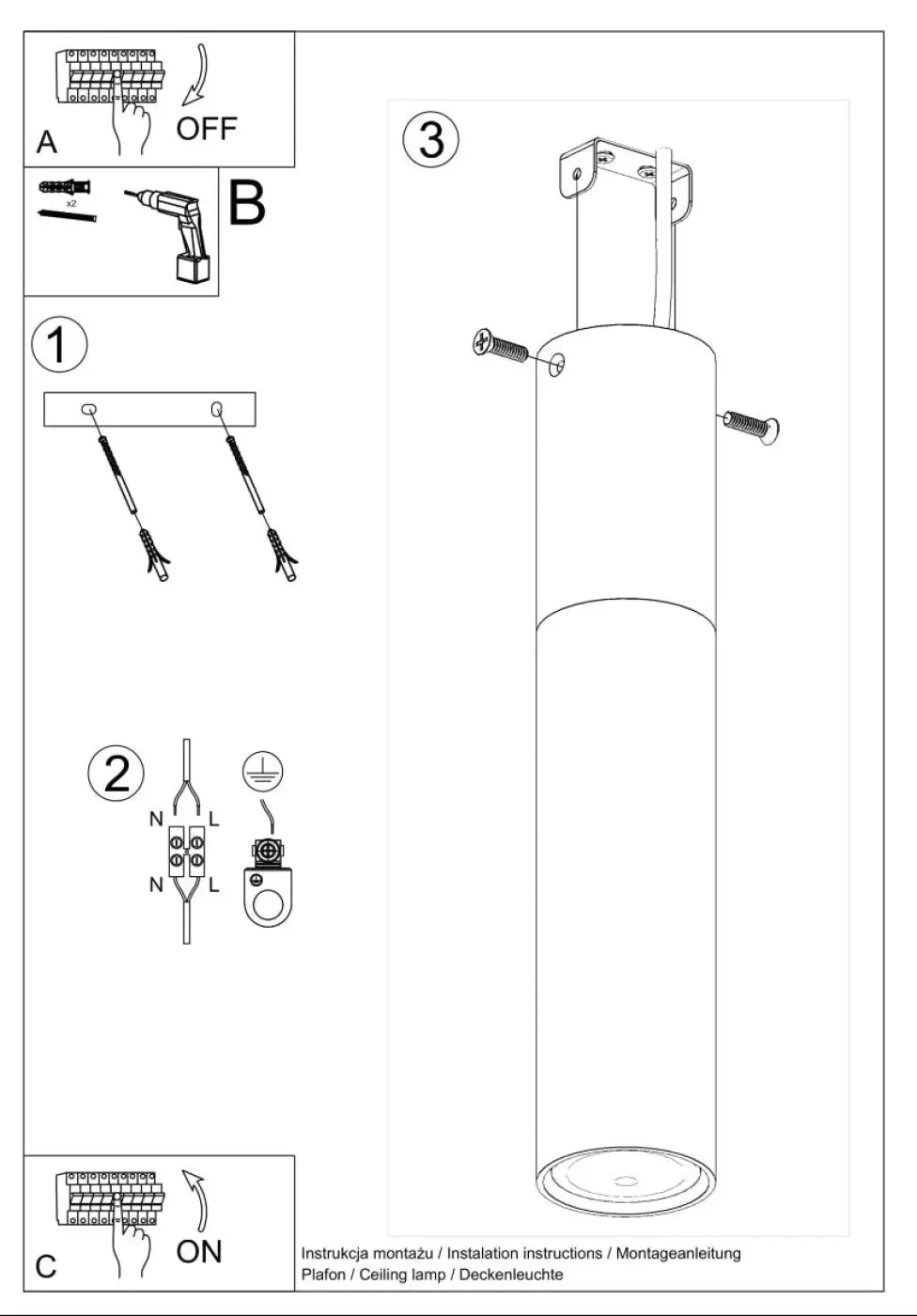 Luminaire plafonnier moderne pablo noir avec design cylindrique et fixations métalliques pour une pointe moderne pablo disponible