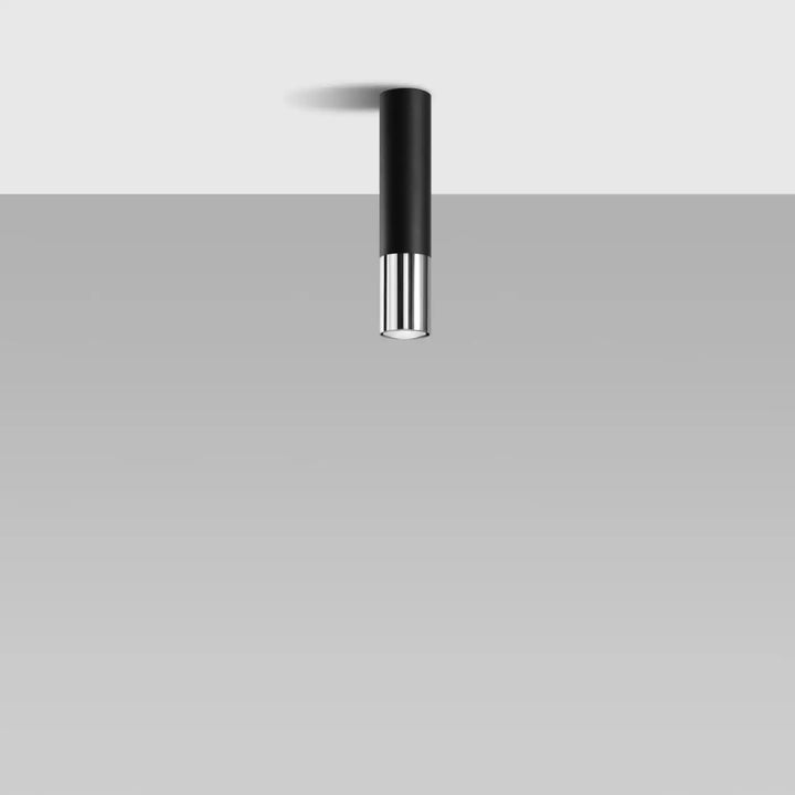 Plafonnier loopez noir en métal chromé cylindrique encastré avec l’élégance contemporaine et métalliques brillants
