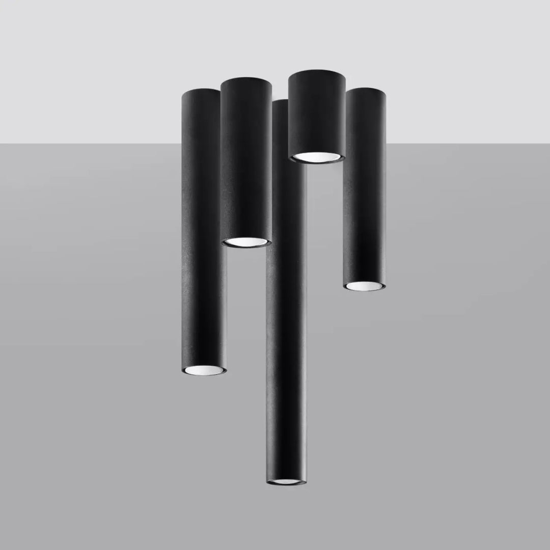 Plafonnier lagos 40 noir avec luminaires cylindriques modernes en finition mate et leds encastrées pour élégance moderne et lumière fonctionnelle