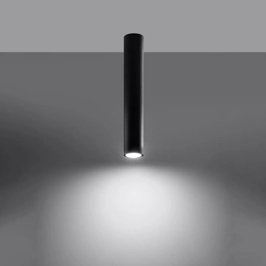 Plafonnier lagos noir cylindre mat avec lumière fonctionnelle offrant élégance moderne et éclairage ciblé