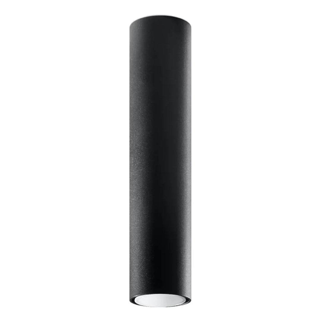 Plafonnier lagos noir cylindrique avec finition mate et intérieur blanc offrant élégance moderne et lumière fonctionnelle