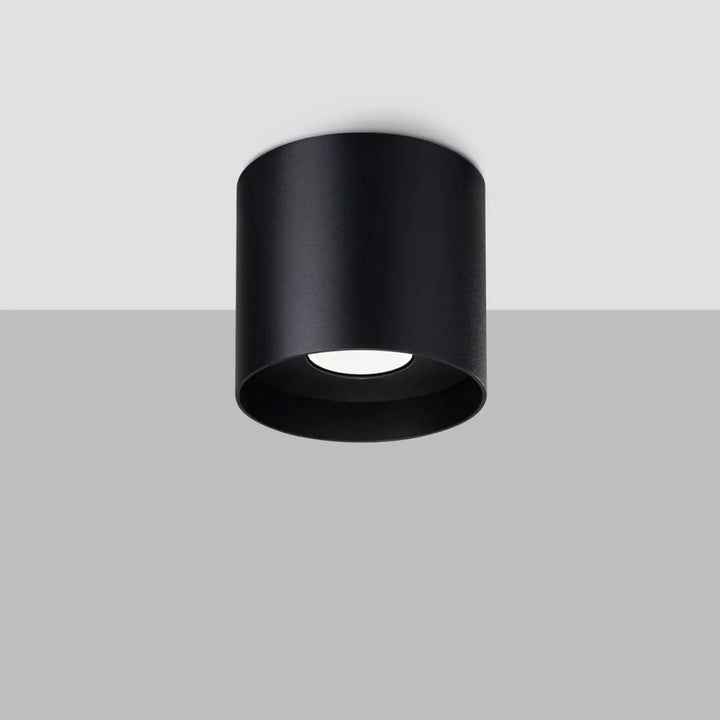 Luminaire plafonnier mika noir moderne avec spot cylindrique encastré à led finition mate allie simplicité