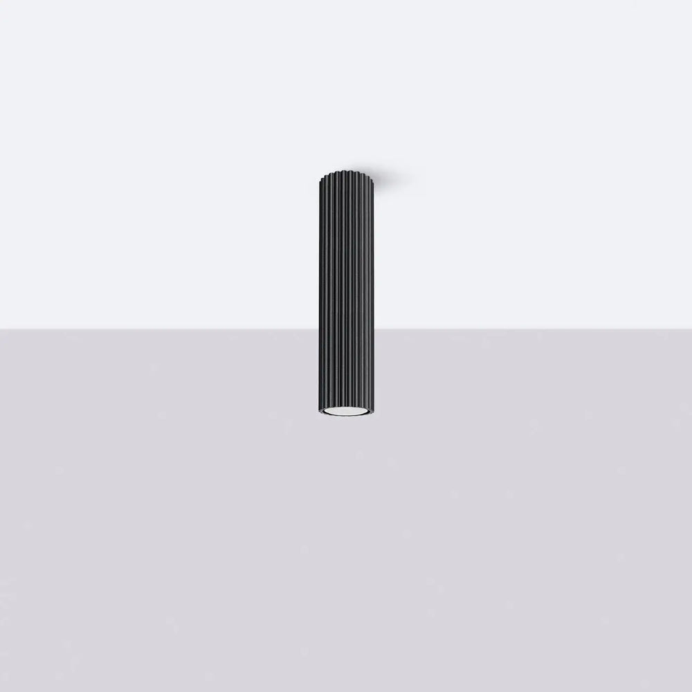 Plafonnier karbon allie design minimaliste avec ampoules gu10 interchangeables noir cylindrique en métal côtelé