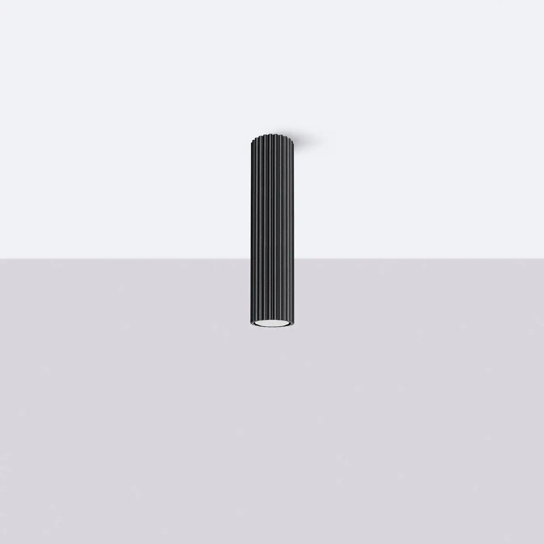 Plafonnier karbon allie design minimaliste avec ampoules gu10 interchangeables noir cylindrique en métal côtelé