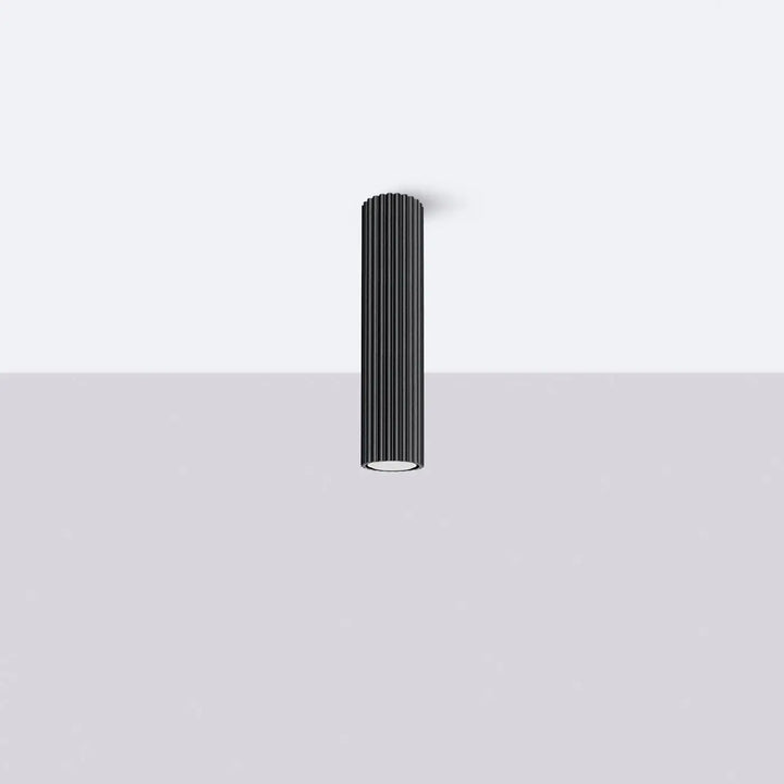 Plafonnier karbon allie design minimaliste avec ampoules gu10 interchangeables noir cylindrique en métal côtelé
