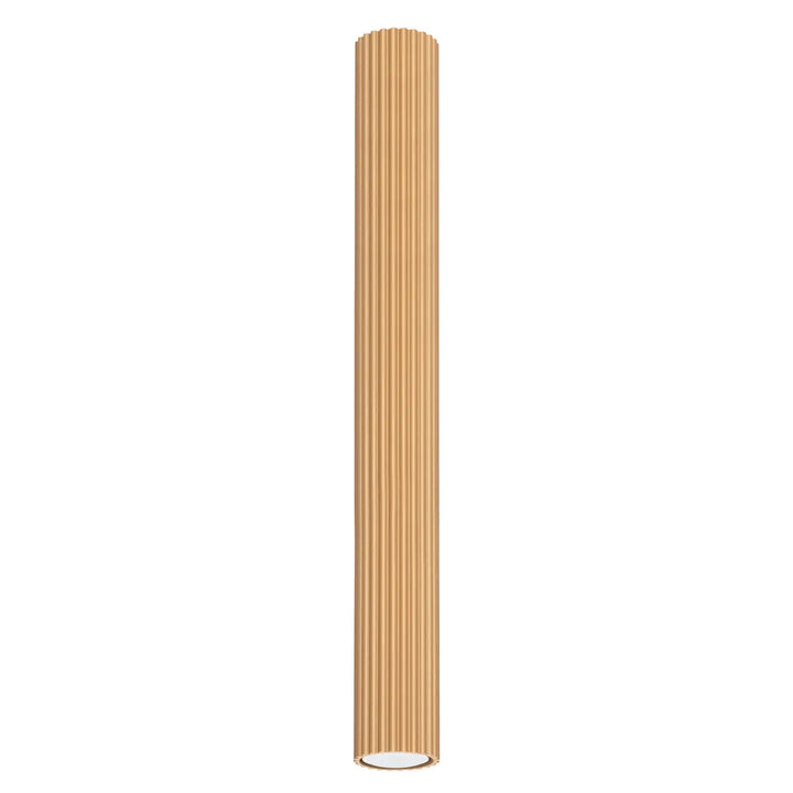 Luminaire plafonnier karbon 60 or finition or avec surface cylindrique nervurée verticale et ampoules gu10 interchangeables design minimaliste