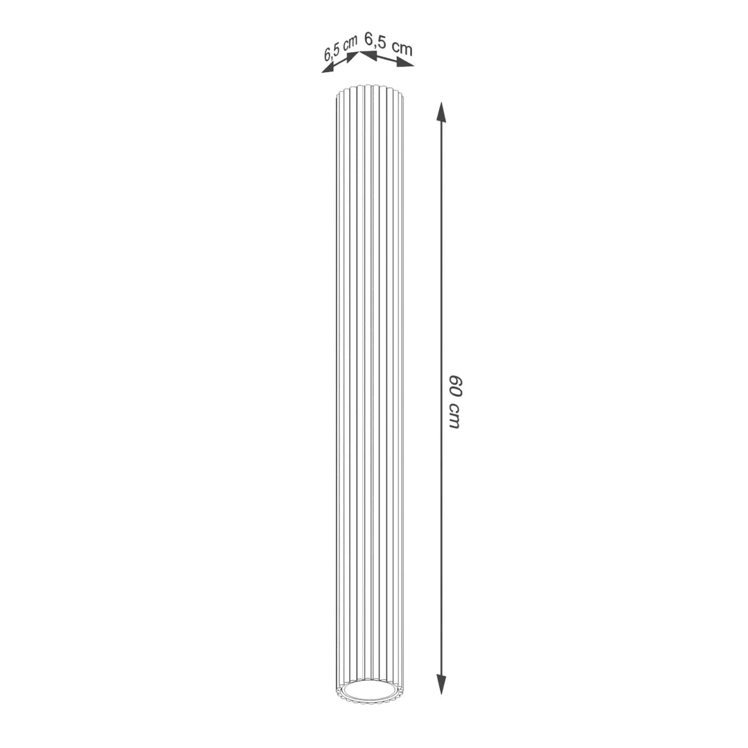 Plafonnier karbon 60 cm or cylindrique à rainures verticales avec ampoules gu10 interchangeables design minimaliste
