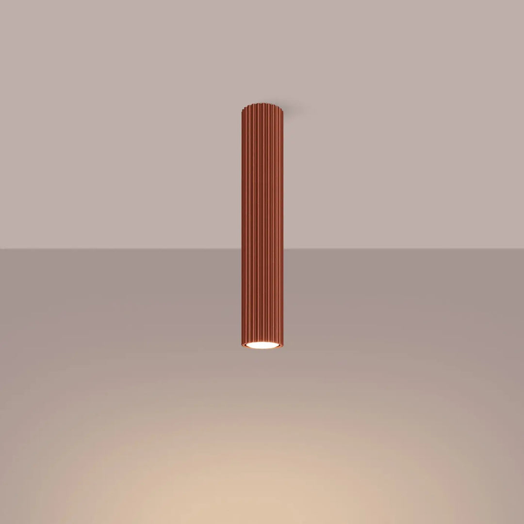 Plafonnier karbon allie cuivre avec ampoules gu10 interchangeables et design minimaliste rouge ocre à lumière chaude