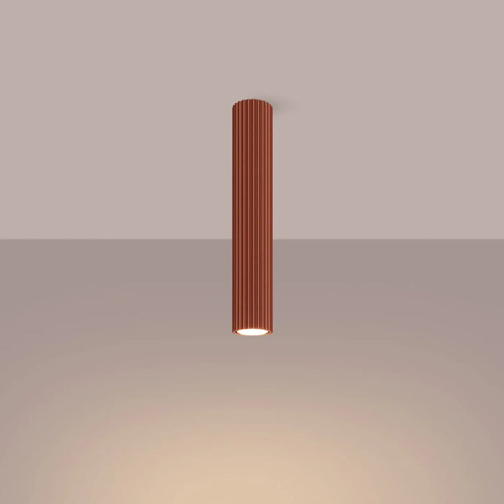 Plafonnier karbon allie cuivre avec ampoules gu10 interchangeables et design minimaliste rouge ocre à lumière chaude
