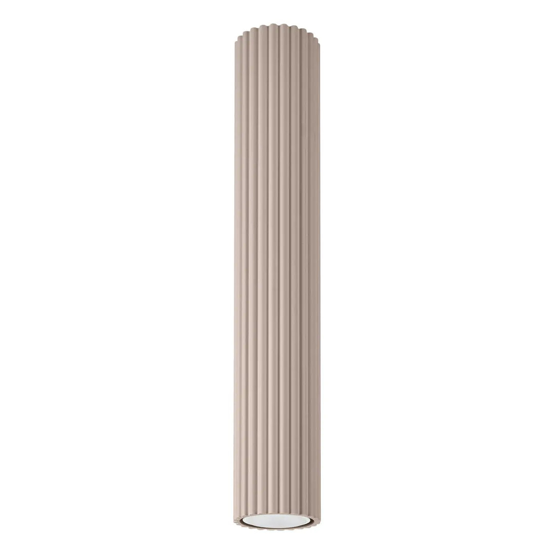 Luminaire plafonnier karbon 40 taupe design minimaliste avec ampoules gu10 interchangeables et colonne beige flûtée