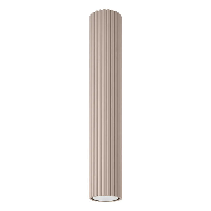 Luminaire plafonnier karbon 40 taupe design minimaliste avec ampoules gu10 interchangeables et colonne beige flûtée