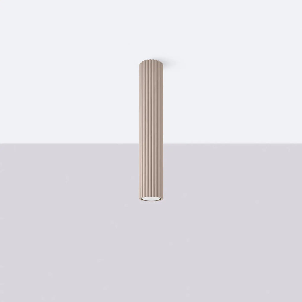 Plafonnier karbon allie beige en forme cylindrique avec design minimaliste et ampoules gu10 interchangeables