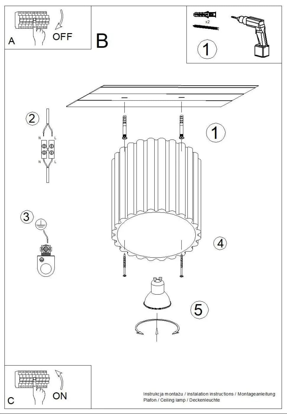 Luminaire plafonnier aura 1 taupe avec forme unique inspirée et abat-jour cylindrique nervuré à bord festonné