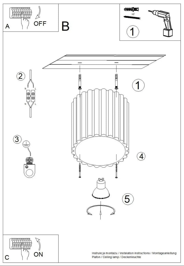 Luminaire plafonnier aura 1 taupe avec forme unique inspirée et abat-jour cylindrique nervuré à bord festonné