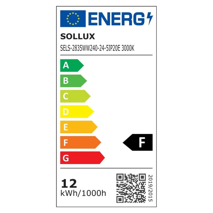 Étiquette énergie sollux sels-2835ww 240-24-5ip20e 3000k niveau f pour luminaire plafonnier collection rio design moderne beige