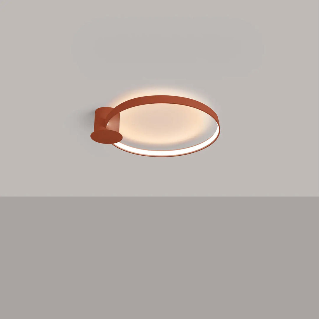 Luminaire plafonnier rio 55 en aluminium allié élégance cuivre ocre avec anneaux led et design minimaliste soft glow