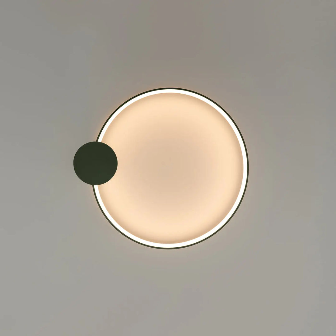 Luminaire plafonnier collection rio design moderne avec cadre blanc et disque vert olive à lumière chaude 3000k