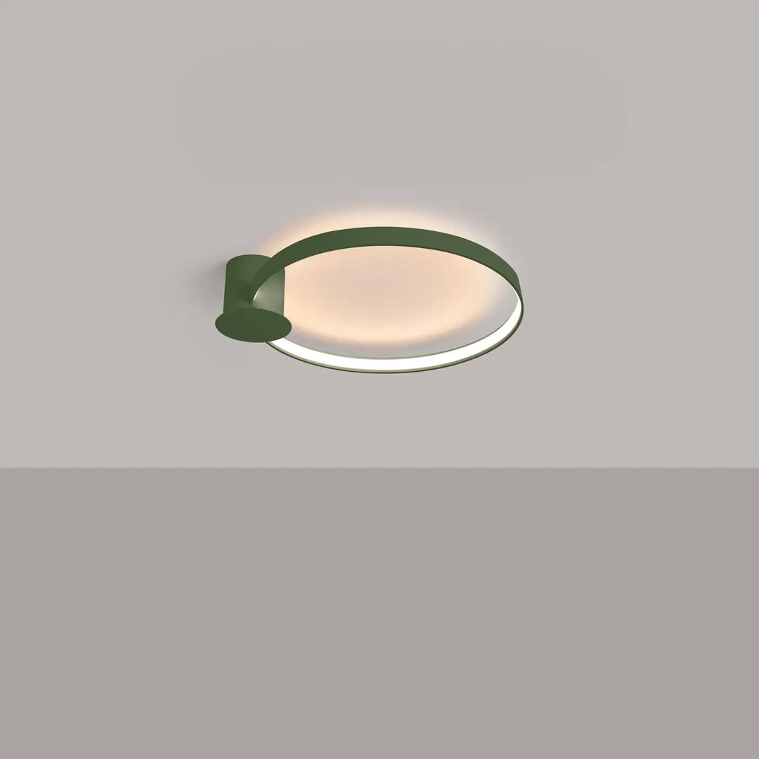Luminaire plafonnier collection rio design moderne avec cadre métal vert olive mat et éclairage led blanc chaud 3000k
