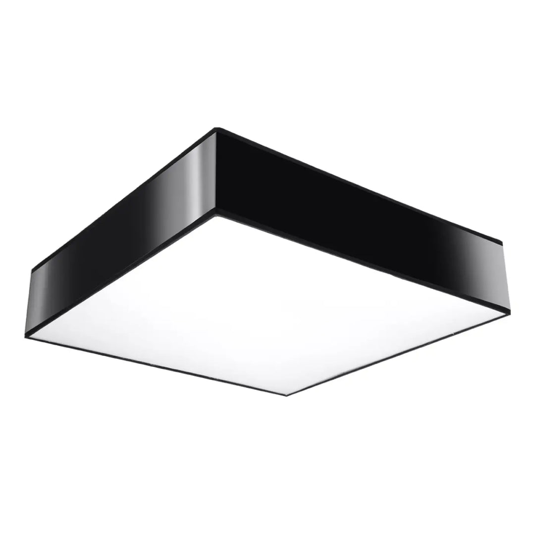Plafonnier carré noir horus 55 avec éclairage polyvalent à panneau lumineux blanc et forme riche minimaliste