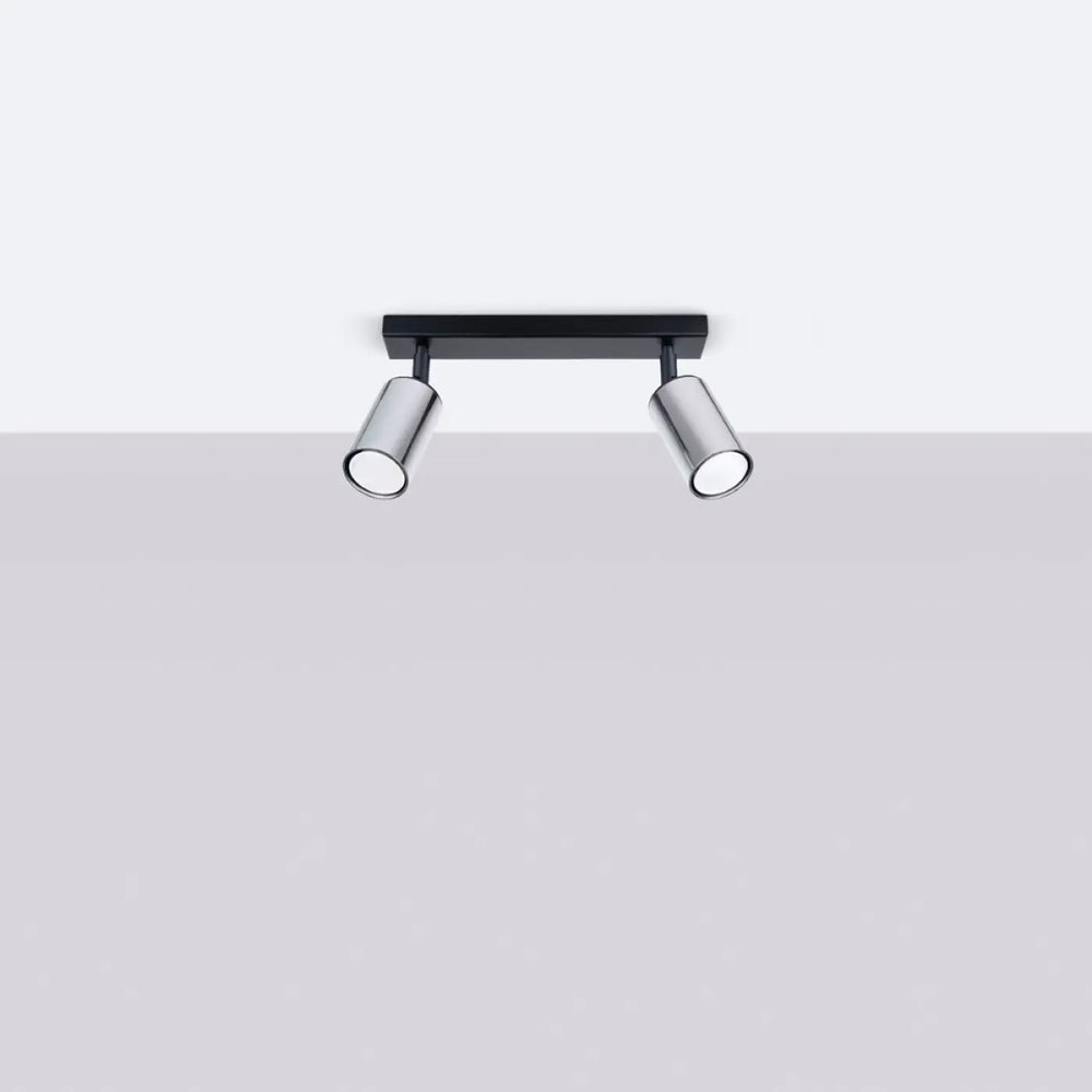 Plafonnier winx 2 noir et chrome avec double spot design moderne de la lampe winx allie