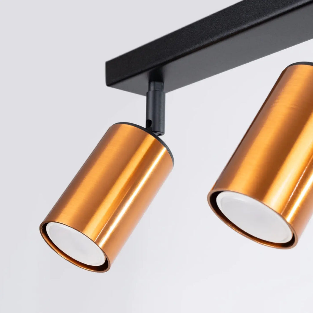 Plafonnier winx cylindrique cuivre avec barre de montage noire lampe winx allie design élégante et moderne