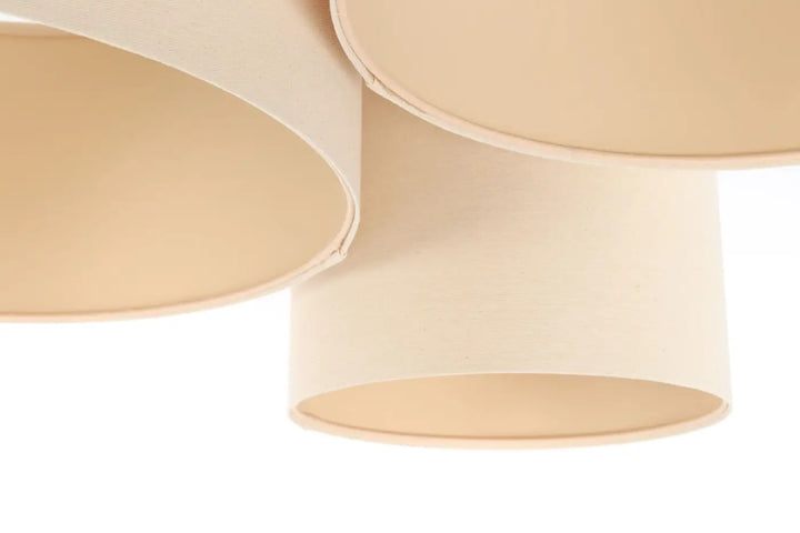 Luminaire plafonnier trio boho avec abat-jours cylindriques crème naturel à finition mate douce