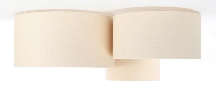 Luminaire plafonnier trio boho avec abat-jour cylindrique ecru blanc crème au design naturel et moderne