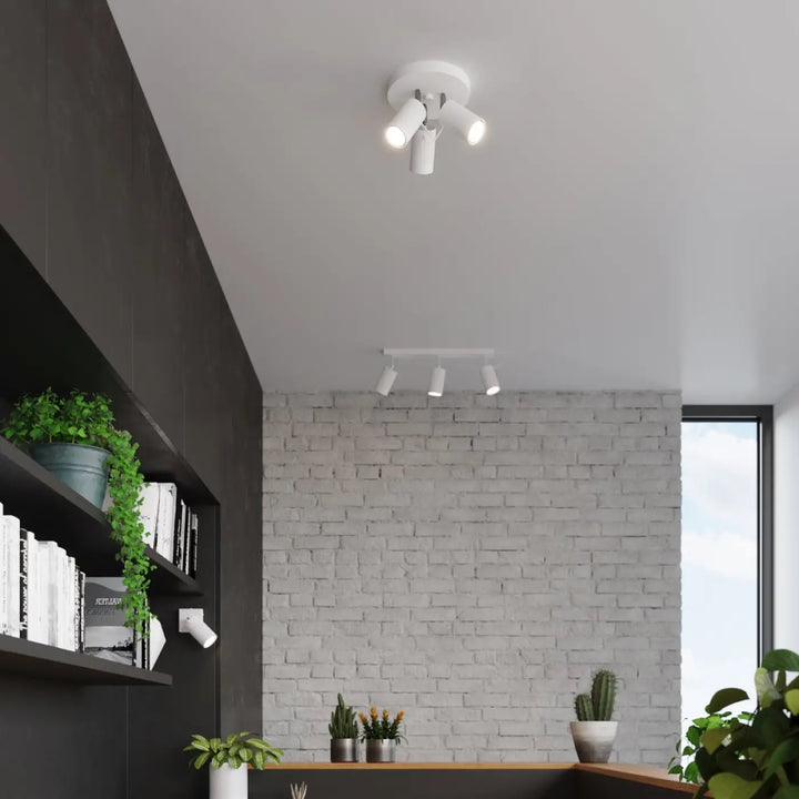 Luminaire plafonnier blanc ring 3p avec trois têtes pivotantes que vous pouvez facilement installer