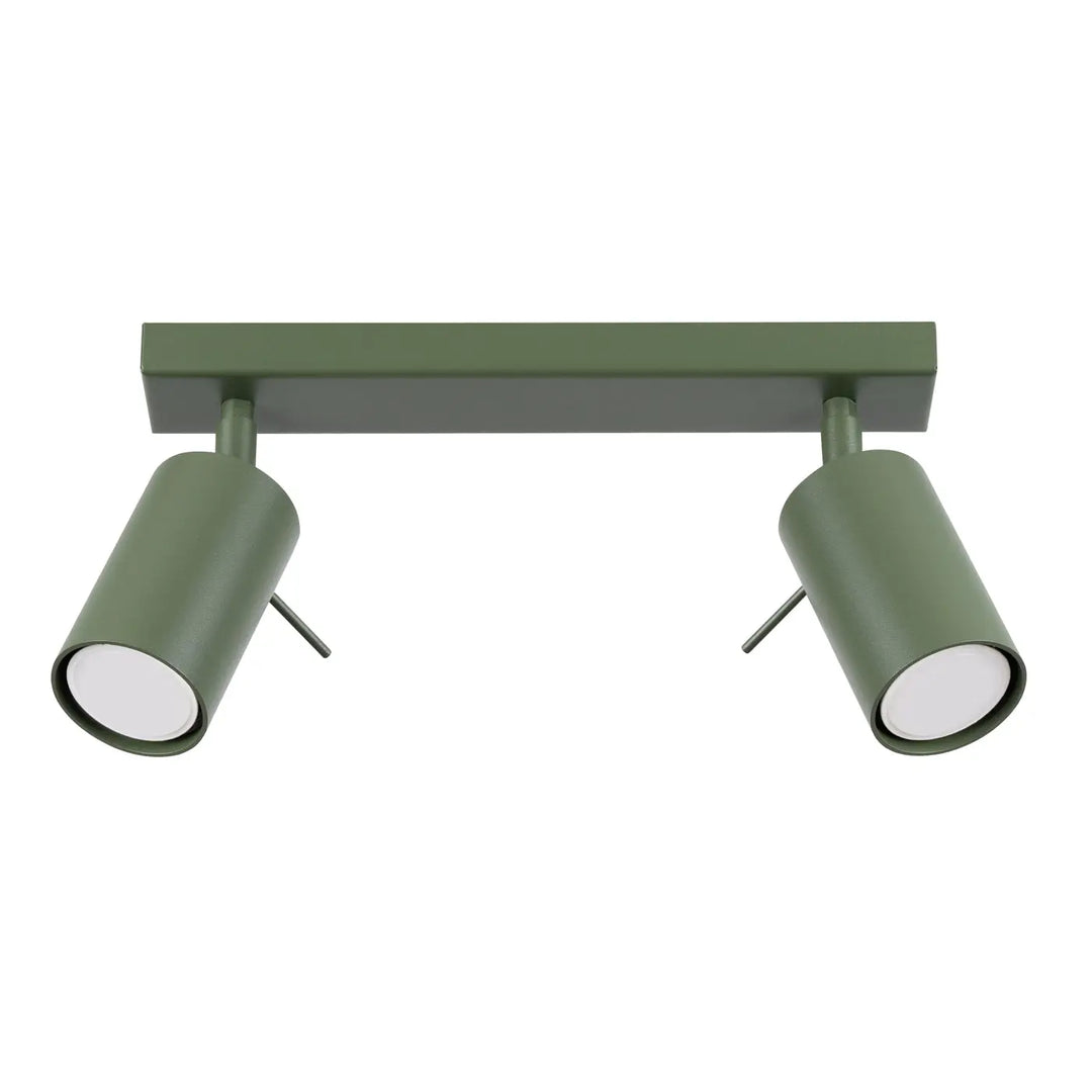 Luminaire plafonnier ring 2 vert olive lampe ring en métal avec double spot cylindrique ajustable pour éclairage flexible minimalisme moderne