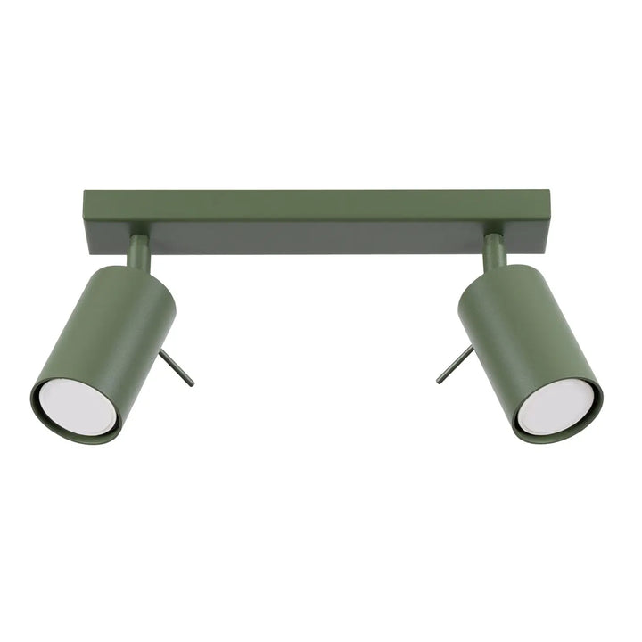 Luminaire plafonnier ring 2 vert olive lampe ring en métal avec double spot cylindrique ajustable pour éclairage flexible minimalisme moderne