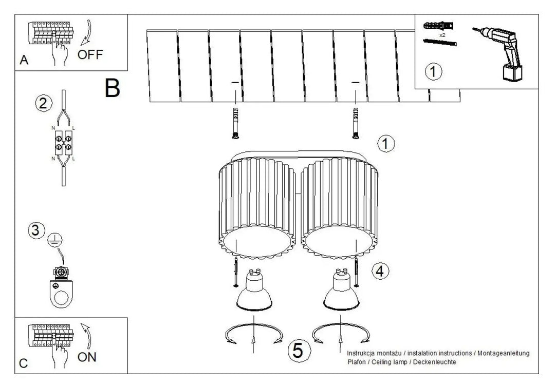 Luminaire plafonnier aura 2 blanc avec deux abat-jours cylindriques en verre givré à forme unique inspirée