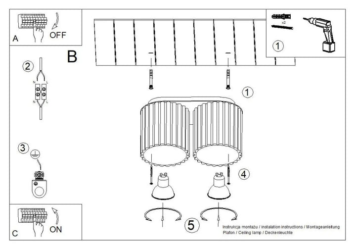 Luminaire plafonnier aura 2 blanc avec deux abat-jours cylindriques en verre givré à forme unique inspirée