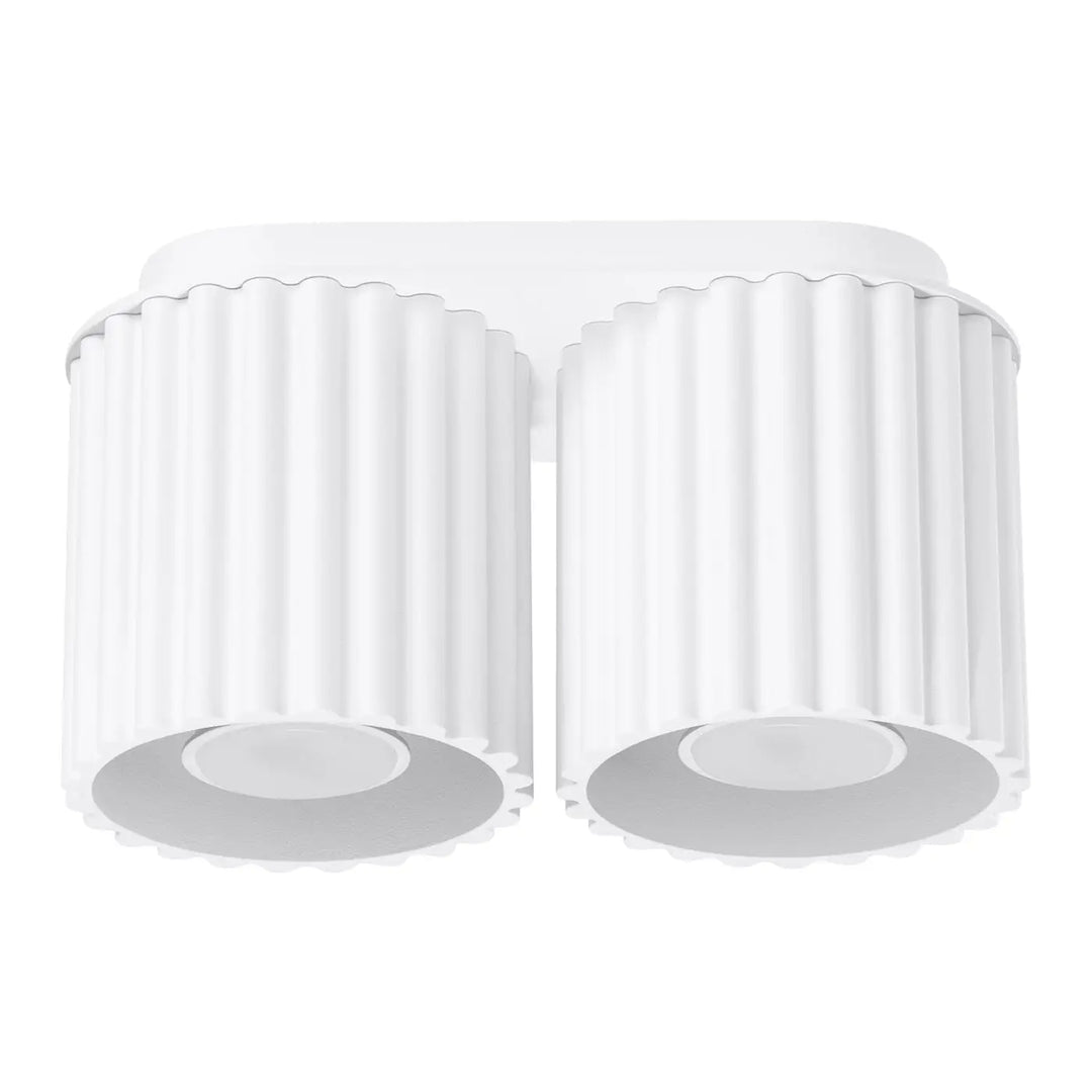 Luminaire plafonnier aura 2 blanc avec double lumière et forme unique inspirée pour un design moderne et élégant
