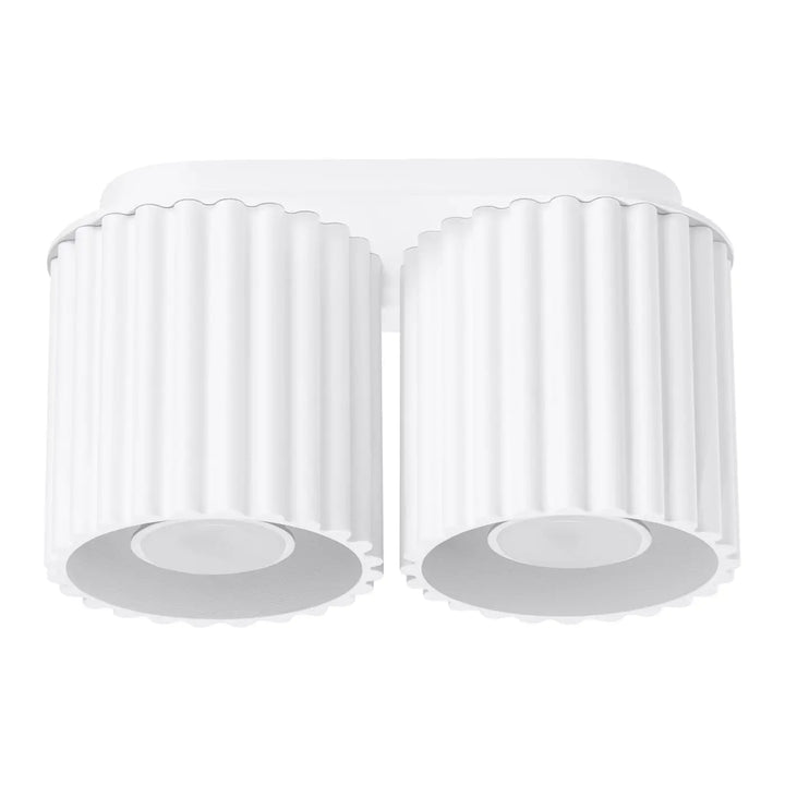 Luminaire plafonnier aura 2 blanc avec double lumière et forme unique inspirée pour un design moderne et élégant