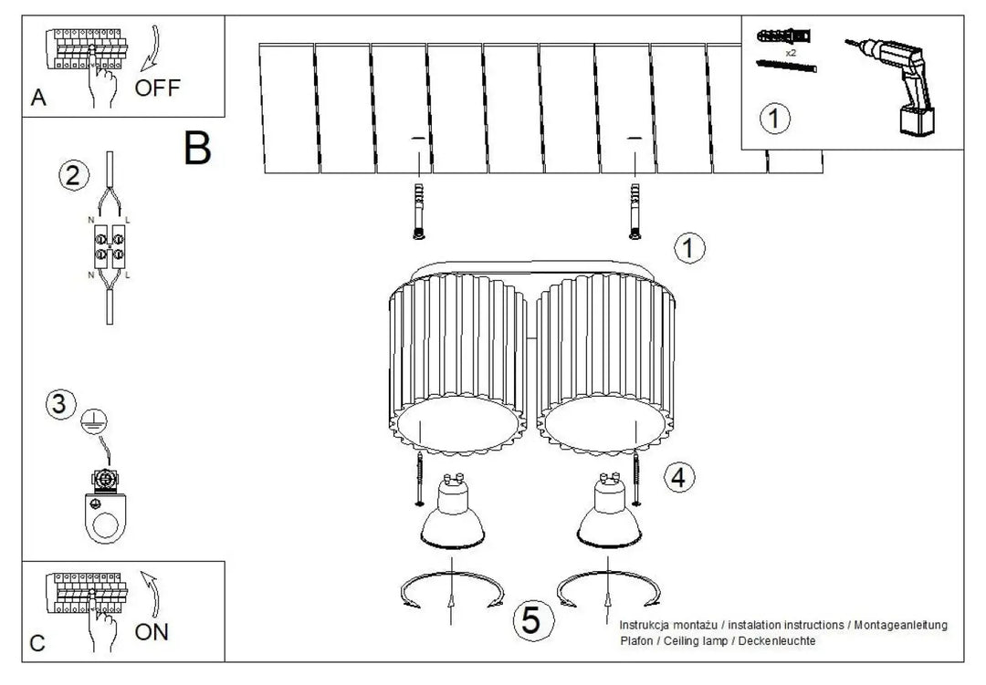 Luminaire plafonnier aura 2 bordeaux double-socket avec forme unique inspirée et abat-jour cylindrique