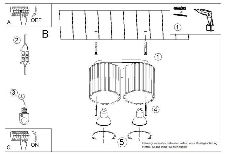 Luminaire plafonnier aura 2 bordeaux double-socket avec forme unique inspirée et abat-jour cylindrique