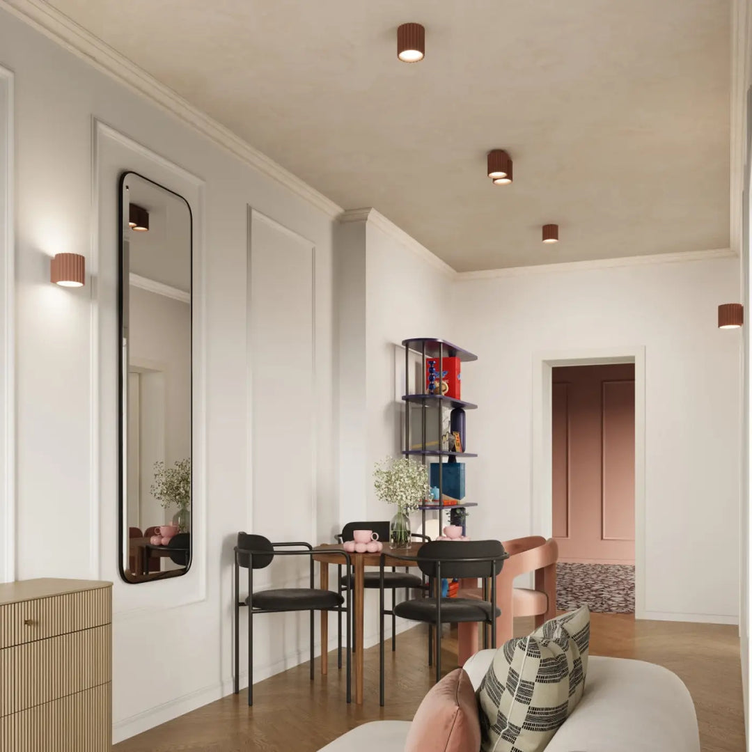 Luminaire plafonnier aura 2 moka avec miroir rectangulaire élégant forme unique inspirée et cadre noir fin