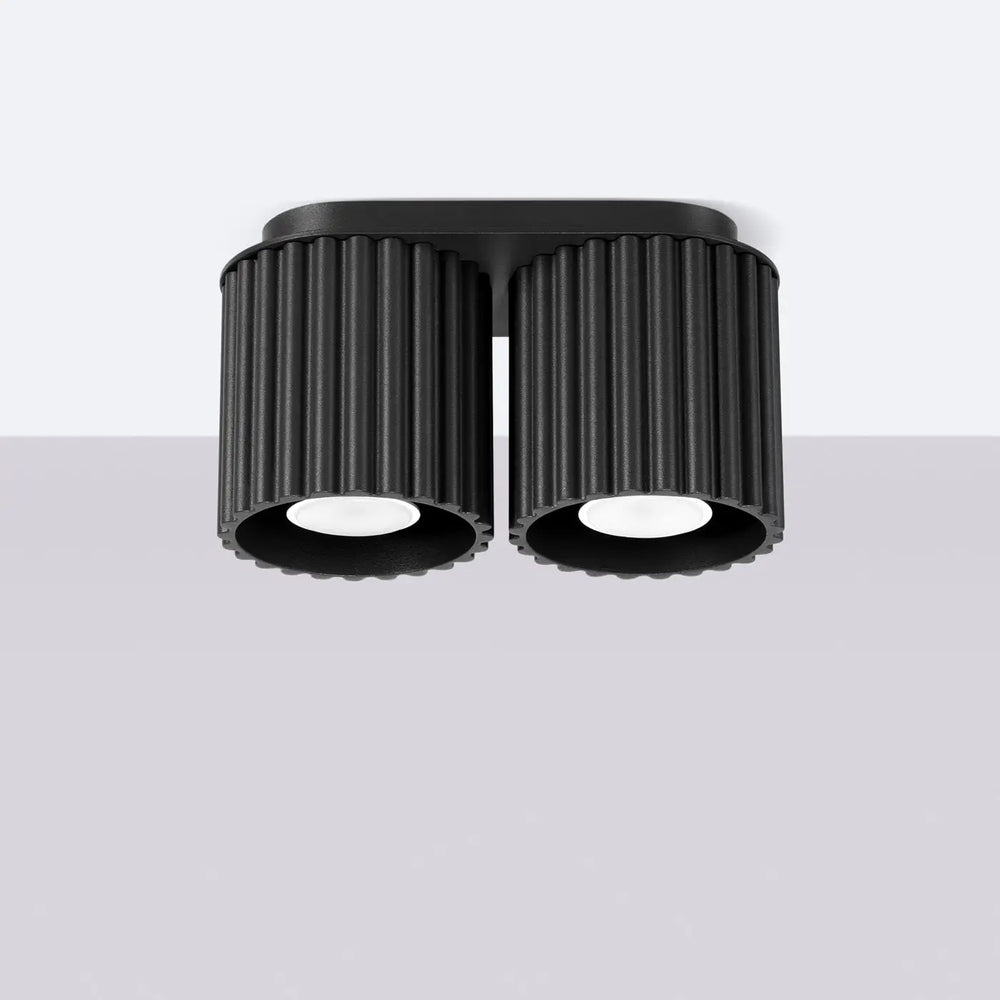 Luminaire plafonnier aura 2 noir avec deux têtes encastrées et forme unique inspirée pour un design moderne